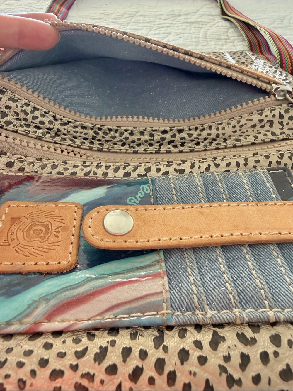Consuela Wesley Uptown Pebbled Texture Leather Crossbody Wallet Magnetic Closure - Picture 8 of 15